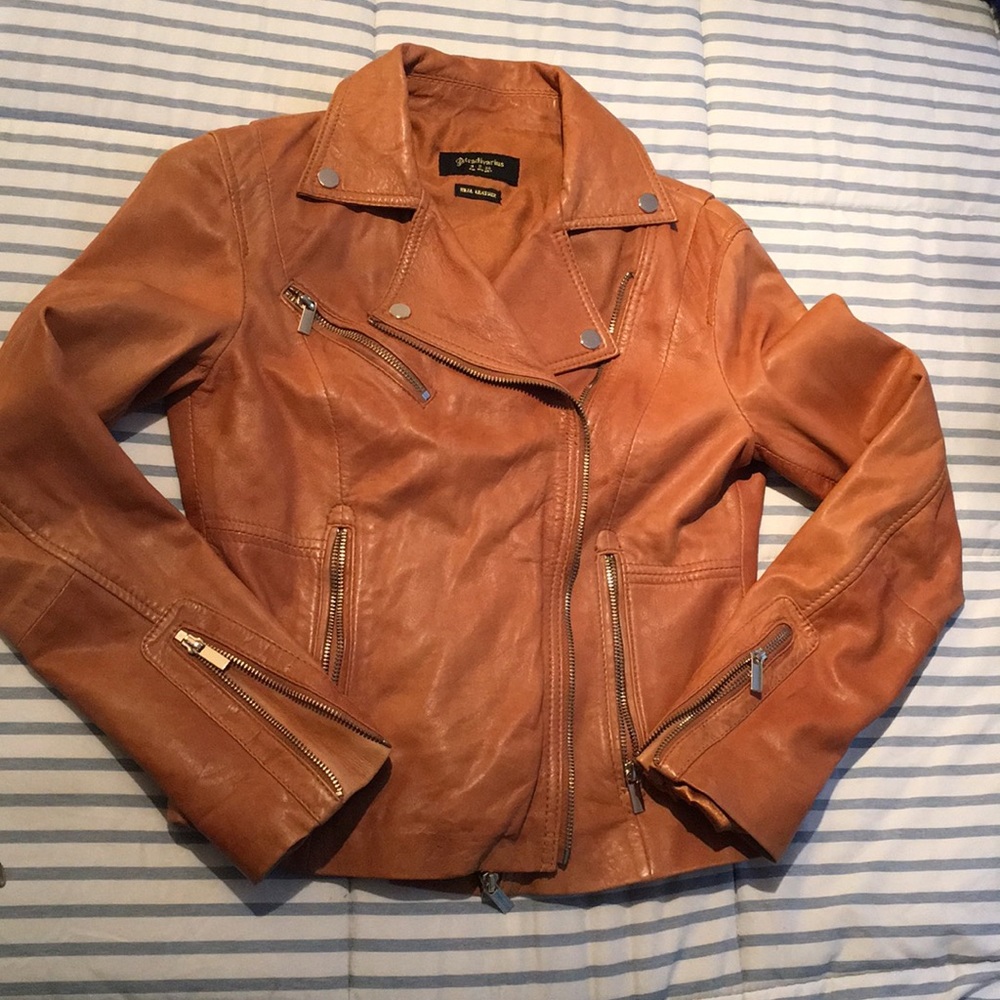 brown leather jacket